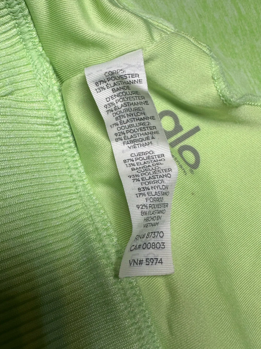 Alo Yoga Alosoft Lavish Bra Neon Lime Heather Green Strappy S